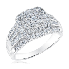 1ctw Cushion Diamond Composite Halo White Gold Engagement Ring | Harmony Collection 1