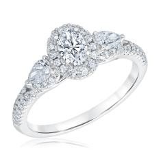 1ctw Oval Diamond Halo White Gold Engagement Ring - Couture Collection 1