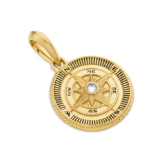Men's David Yurman Maritime Compass Amulet in 18k Yellow Gold with Center Diamond 1