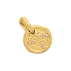 David Yurman Shipwreck Coin Amulet In 18k Yellow Gold With Cognac Diamonds 1