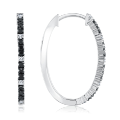 1/4ctw Black Diamond Sterling Silver Hoop Earrings 1