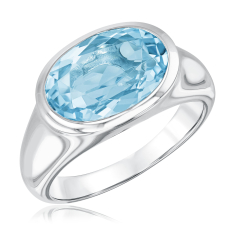 Breuning Oval Blue Topaz Sterling Silver Ring - Size 7 1