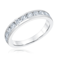 1ctw Round Diamond 14k White Gold Wedding Band - Embrace Collection 1