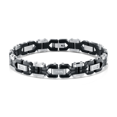 Men's 1/10ctw Diamond Black Ion-Plated Stainless Steel Link Bracelet 1