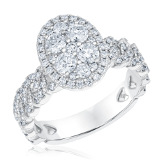 1 1/2ctw Oval-Shaped Composite 14k White Gold Engagement Ring - Harmony Collection  1