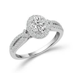 5/8ctw Oval Diamond Halo 14k White Gold Engagement Ring - Couture Collection 1