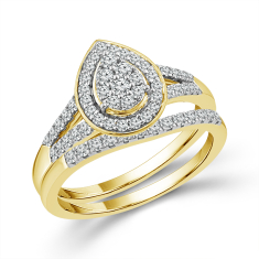 1/2ctw Pear-Shaped Diamond Composite 14k Yellow Gold Engagement and Wedding Ring Bridal Set - Glow Collection 1
