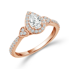 5/8ctw Pear Diamond Halo 14k Rose Gold Engagement Ring - Glow Collection 1