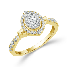 3/8ctw Marquise-Shaped Diamond Composite 14k Yellow Gold Engagement Ring - Glow Collection 1