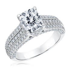 Downton Abbey 2 3/4ctw Cushion Lab Grown Diamond 14k White Gold Engagement Ring - Lady Edith 1
