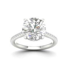 5 1/3ctw Round Lab Grown Diamond Hidden Halo 14k White Gold Engagement Ring 1