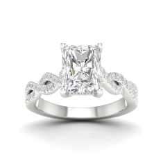 3 1/3ctw Radiant Lab Grown Diamond Vintage-Inspired 14k White Gold Engagement Ring 1