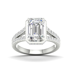 3 1/2ctw Emerald Lab Grown Diamond 14k White Gold Engagement Ring 1