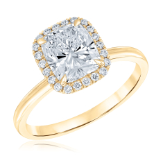 2 1/4ctw Cushion Diamond Halo 14k Yellow Gold Engagement Ring 1