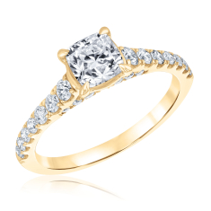 1 5/8ctw Cushion Diamond 14k Yellow Gold Engagement Ring 1