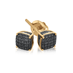 Men's 1/4ctw Black Diamond 10k Yellow Gold Stud Earrings 1