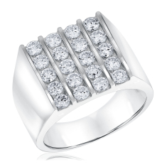 Men's 2ctw Round Lab Grown Diamond 14k White Gold Multi-Row Ring 1