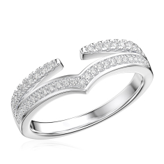1/5ctw Diamond 14k White Gold Chevron Ring Guard - Embrace Collection 1