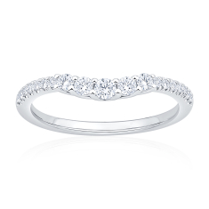 1/3ctw Round Diamond 14k White Gold Curved Wedding Band - Embrace Collection 1
