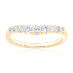 1/2ctw Round Diamond 14k Yellow Gold Curved Wedding Band - Embrace Collection 1