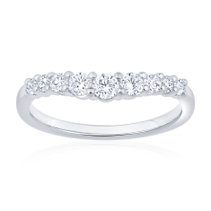 1/2ctw Round Diamond 14k White Gold Curved Wedding Band - Embrace Collection 1