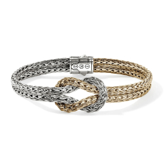 John Hardy Love Knot 7mm Two-Tone Sterling Silver and Yellow Gold Bracelet 1