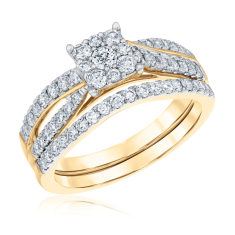 1ctw Diamond Composite 14k Yellow Gold Engagement and Wedding Ring Bridal Set - Glow Collection 1