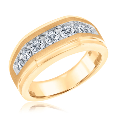 1ctw Diamond Channel Set Men's Yellow Gold Ring 1