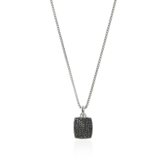 John Hardy Black Sapphire Sterling Silver Tag Necklace 1