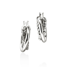 John Hardy Essential Crossover 14.5mm Sterling Silver Hoop Earrings 1