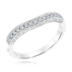 1/5ctw Diamond Curved 14k White Gold Wedding Band - Embrace Collection 1