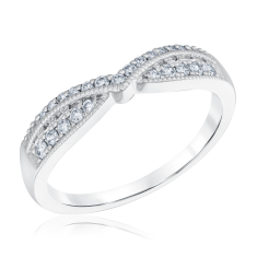 1/4ctw Diamond Curved 14k White Gold Wedding Band - Embrace Collection 1