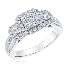 1ctw Princess Diamond Quad 14k White Gold Engagement Ring - Harmony Collection 1
