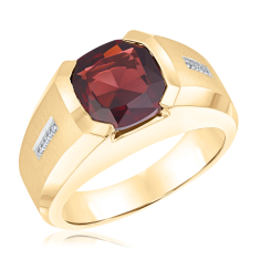 Men's Garnet and Diamond Accent 10k Yellow Gold Ring 1
