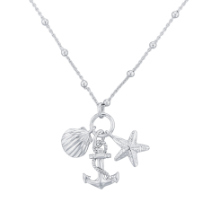 Sterling Silver Sea Life Charms Pendant Necklace 1