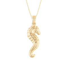 10k Yellow Gold Seahorse Pendant Necklace 1