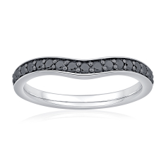 1/3ctw Black Diamond 14k White Gold Curved Wedding Band - Embrace Collection 1