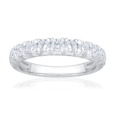 1ctw Round Diamond 14k White Gold Wedding Band 1