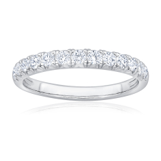 1/2ctw Round Diamond 14k White Gold Wedding Band 1