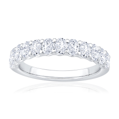 1ctw Oval Diamond 14k White Gold Wedding Band 1