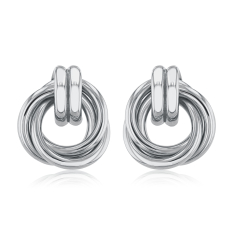 Sterling Silver Interwoven Door Knocker Earrings 1