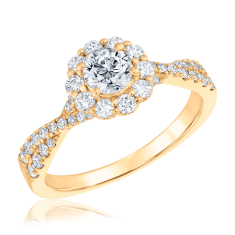 1ctw Round Diamond Halo 14k Yellow Gold Engagement Ring - Glow Collection 1