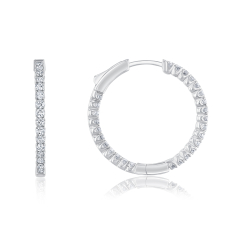 1ctw Diamond 10k White Gold Inside Out Hoop Earrings 1