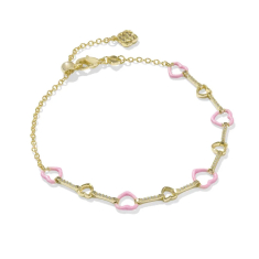Kendra Scott Haisley Heart Delicate Chain Bracelet in Pink Pearlescent Enamel 1