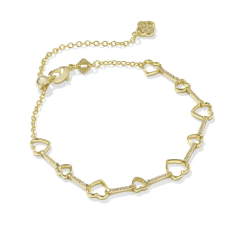 Kendra Scott Haisley Heart Delicate Chain Bracelet in White Cubic Zirconia, Gold-Plated 1