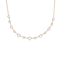 Kendra Scott Haisley Heart Strand Necklace in Pink Pearlescent Enamel 1