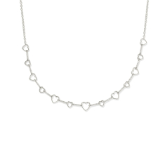 Kendra Scott Haisley Heart Gold Strand Necklace in White Cubic Zirconia, Rhodium-Plated 1