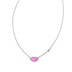 Kendra Scott Lips Pendant Necklace in Hot Pink Mother-of-Pearl, Rhodium-Plated 1