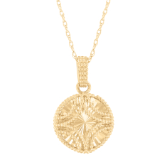 10k Yellow Gold Beaded Medallion Pendant Necklace 1