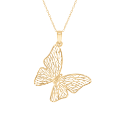 10k Yellow Gold Butterfly Pendant Necklace 1